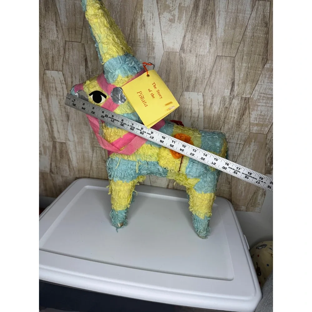 Vintage La Sorpresa Imports Donkey Piñata Blue Yellow Pink Mexico NWT